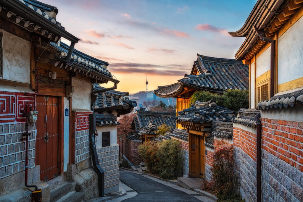 Bukchon Hanok Village of seoul city in Korea.